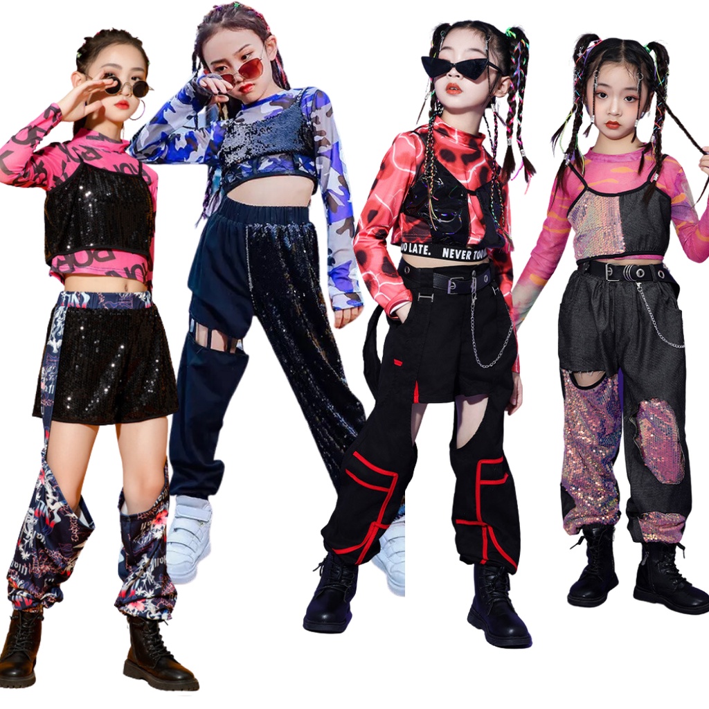 ชุดเต้น ชุดฮิปฮอป เสื้อแขนยาว + กางเกงขายาว สไตล์แบลคพิ้ง