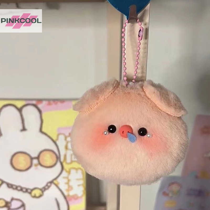 Pinkcool พวงกุญแจ จี้ตุ๊กตาหมูน่ารัก ประดับไข่มุก ขนปุยนุ่มนิ่ม สร้างสรรค์ ของขวัญสําหรับเด็ก