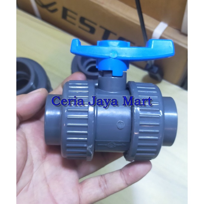 บอลวาล์ว True Union 1/2" นิ้ว / Double Union / Watermur PVC gg สีฟ้า