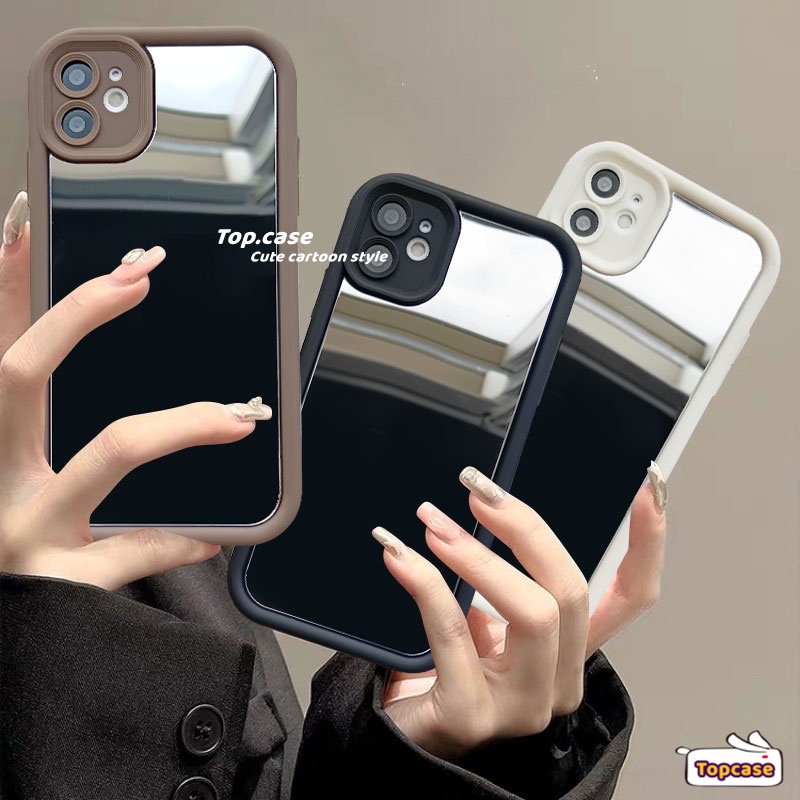 เคสโทรศัพท์มือถือ ซิลิโคนนุ่ม กระจก เรียบง่าย สีพื้น สําหรับ IPhone 11 15 14 13 12 Pro Max X XR Xs Max 8 7 6s Plus SE 2020
