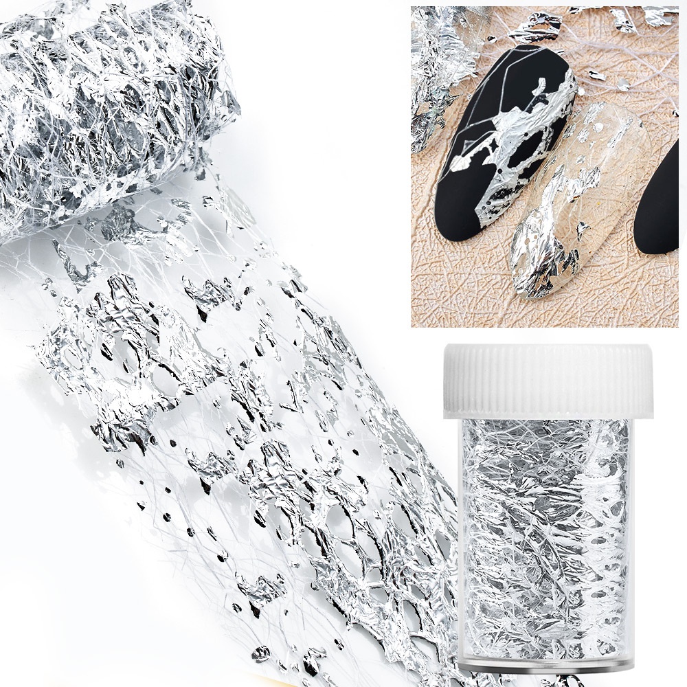 สติกเกอร์ตาข่ายฟอยล์ สีทอง สีเงิน 3D สําหรับติดตกแต่งเล็บ 1 ชิ้น - รูปที่ 5