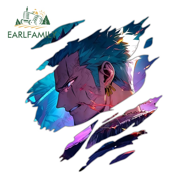 EARLFAMILY 13 ซม.One Piece Zoro Tear สติกเกอร์รถที่น่าสนใจกันน้ํารถจักรยานยนต์หมวกนิรภัยคอมพิวเตอร์ Cooler แล็ปท็อปไวนิล Decal Campervan รถสินค้า