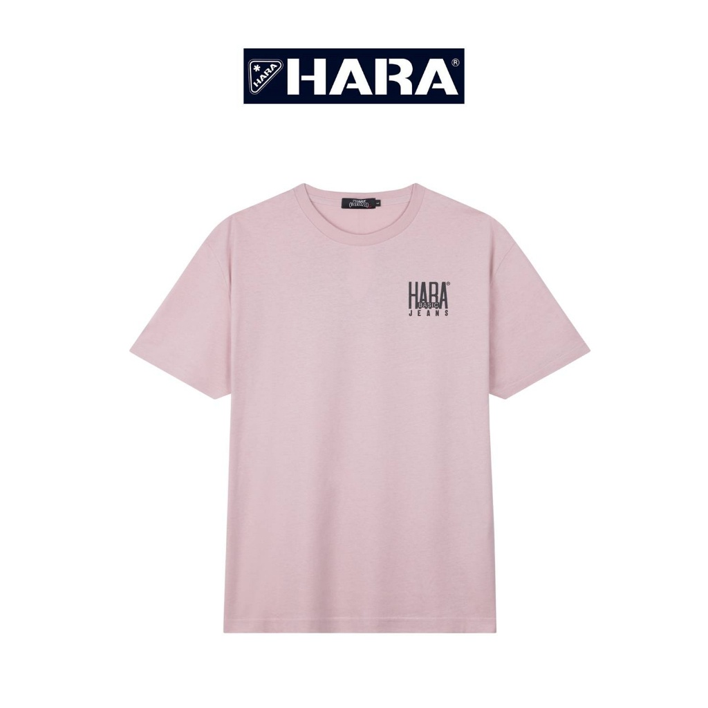 Hara ฮาร่า ของแท้ เสื้อยืดOversized เสื้อแขนสั้น เสื้อยืดสีชมพู สกรีนลาย Cotton 100% คุณภาพดี สวมใส่สบาย
