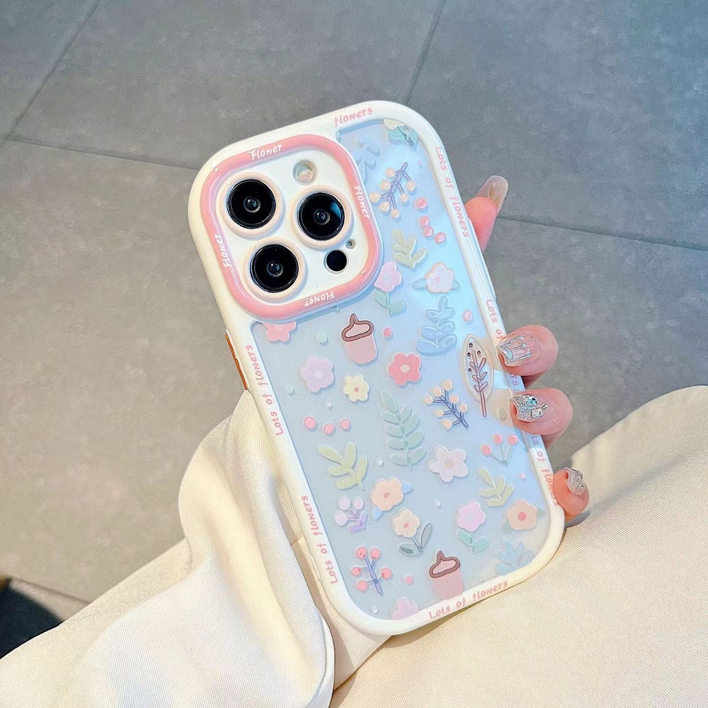 เคสโทรศัพท์ iPhone7 8 X XR 11 12 13 14 Pro Max เคสซิลิโคนนุ่ม ลายดอกไม้สุดน่ารัก ป้องกันเต็มรูปแบบ กันกระแทก โปร่งใสความคมชัดสูง ปกป้องสำหรับผู้หญิง ทันสมัยและมีเอกลักษณ์ บางเบา ระ
