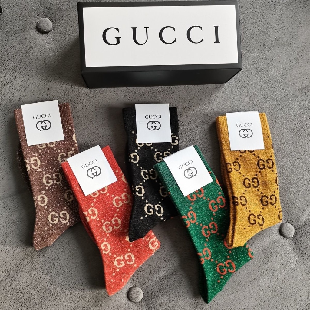 พร้อมส่ง ถุงเท้าผ้าไหม พิมพ์ลายตัวอักษร G แฟชั่นฤดูใบไม้ร่วง ฤดูหนาว ระดับไฮเอนด์ พร้อมกล่องของขวัญ