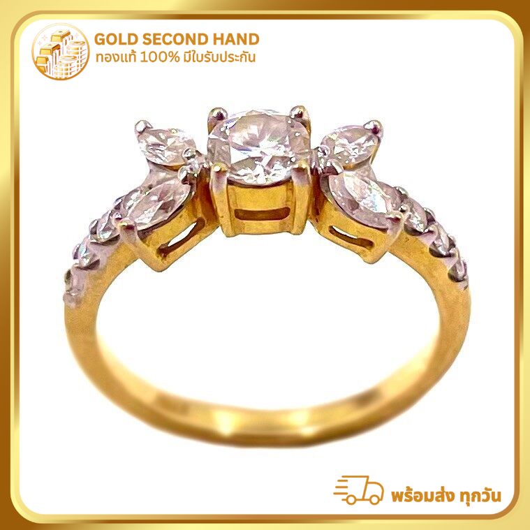 แหวนเพชรทองคำแท้ 90% (หนัก 2.5 กรัม  มีใบรับประกันจากทางร้านทอง) R01/11/2023 .10