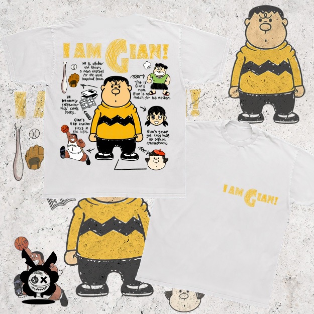 เสื้อยืดแขนสั้นYoung Guns-NOBITA แฟชั่นใหม่แบรนด์สตรีทขนาดใหญ่ผ้าฝ้ายหลวมชุด unisex เสื้อยืดสีดำ/สีข