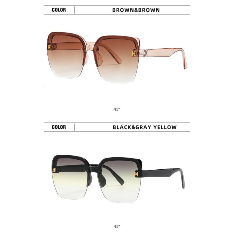 (HENGHA) ใหม่ แว่นตากันแดด กรอบสี่เหลี่ยม ไม่มีขอบ ขนาดใหญ่ แฟชั่นสําหรับผู้หญิง - รูปที่ 7