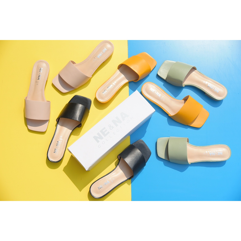 รองเท้าผู้หญิง รองเท้าเเฟชั่นผู้หญิงเเบบเเตะสวมส้นเตี้ย No. 8007-7 NE&NA Collection Shoes