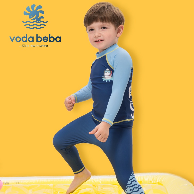 VODA BEBA ชุดว่ายน้ําเด็ก ป้องกันรังสียูวี ชุดป้องกันแสงแดด UPF50 3ชิ้น แถมหมวก