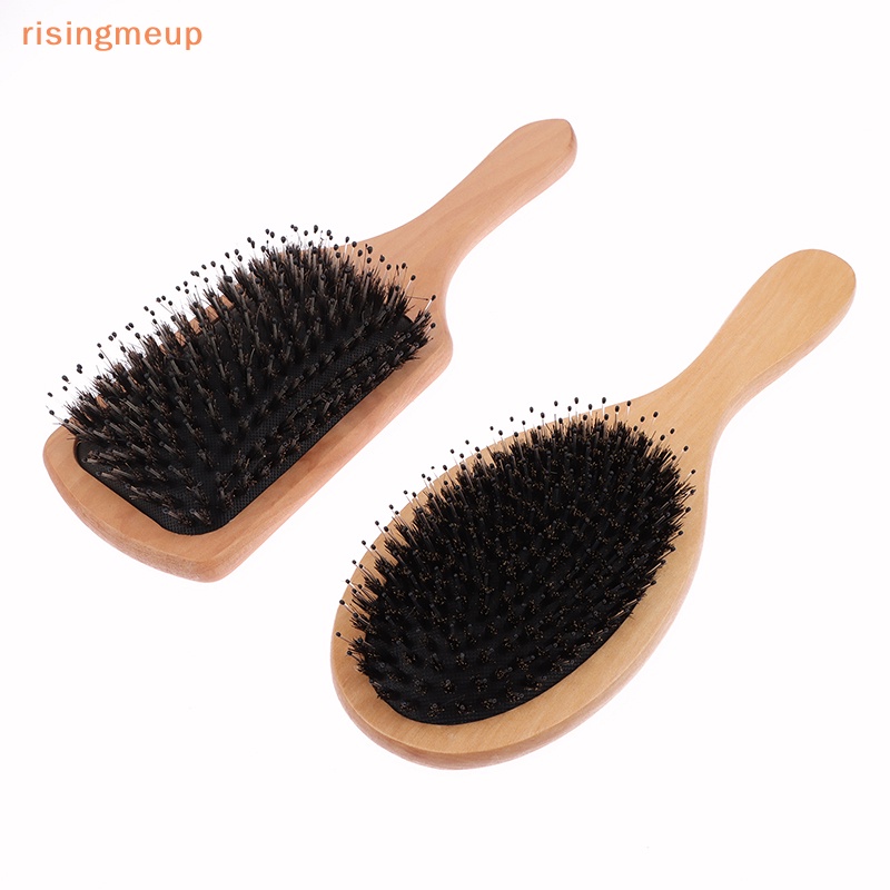[risingmeup] แปรงหวีผม ขนหมูป่า ผู้หญิง แปรงผมไม้ไผ่ มืออาชีพ ถุงลมนิรภัย หนังศีรษะ แปรงหวี สําหรับดูแลเส้นผม เครื่องมือร้านเสริมสวย