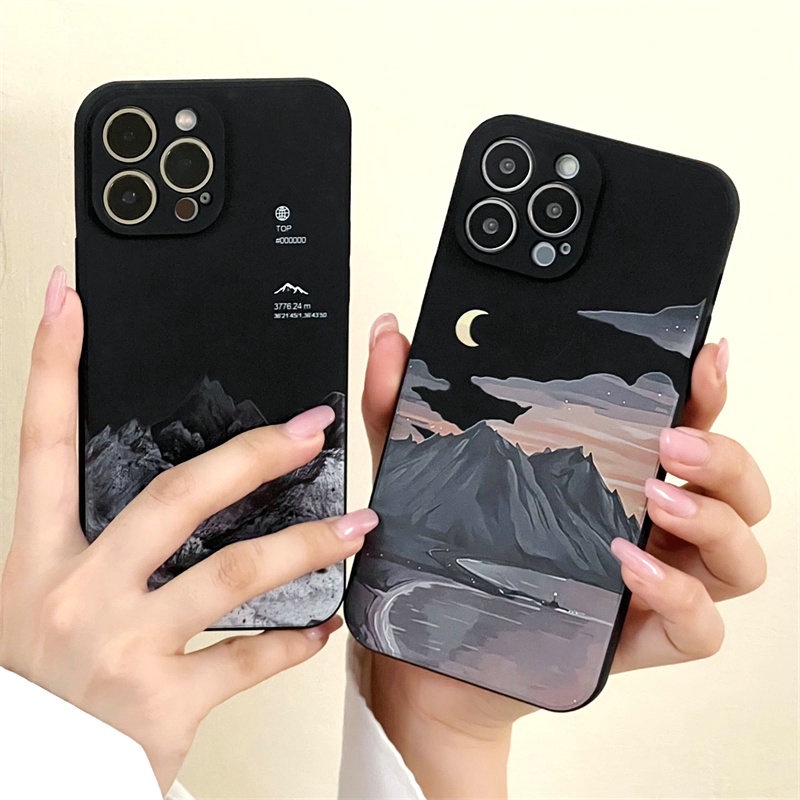 SF| เคส สำหรับ Samsung Galaxy Note 8 9 10 20 S10 Lite S20 S21 S22 S23 FE Plus Ultra Soft Silicone Mountain Moon Cloud Phone Case