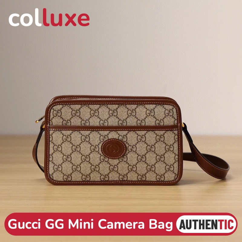 แบรนด์ใหม่และเป็นของแท้/กุชชี่ Gucci GG Mini Camera Bag กระเป๋ากล้องผู้ชาย/กระเป๋าสะพาย/ กระเป๋าแมสเซนเจอร์ 658572