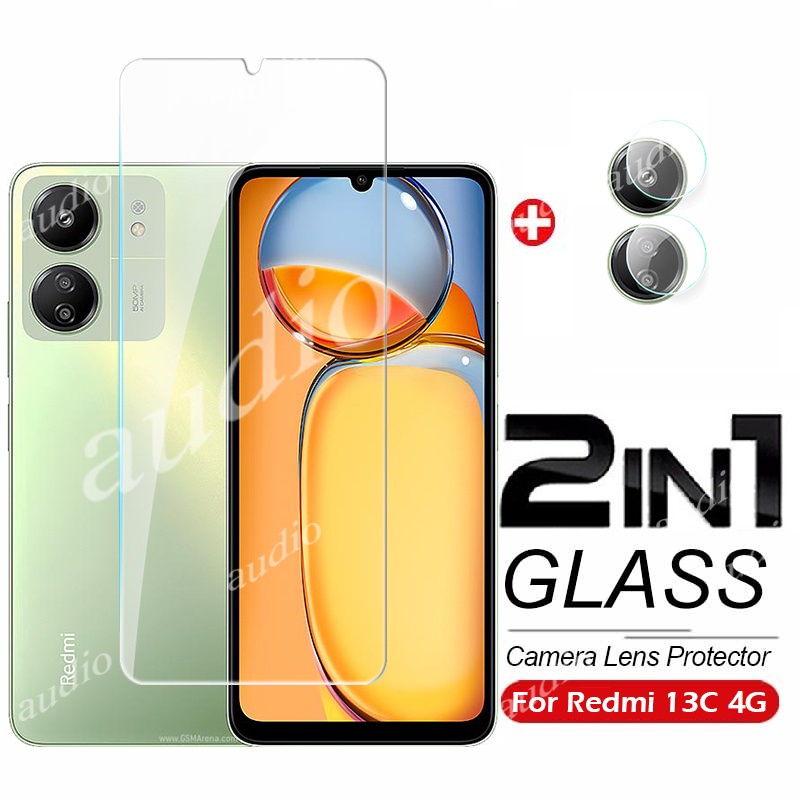 2in1 ฟิล์มกระจกนิรภัยกันรอยหน้าจอ พร้อมตัวป้องกันเลนส์กล้อง สําหรับ Redmi 13C 4G 13R 5G 2023 Redmi 1