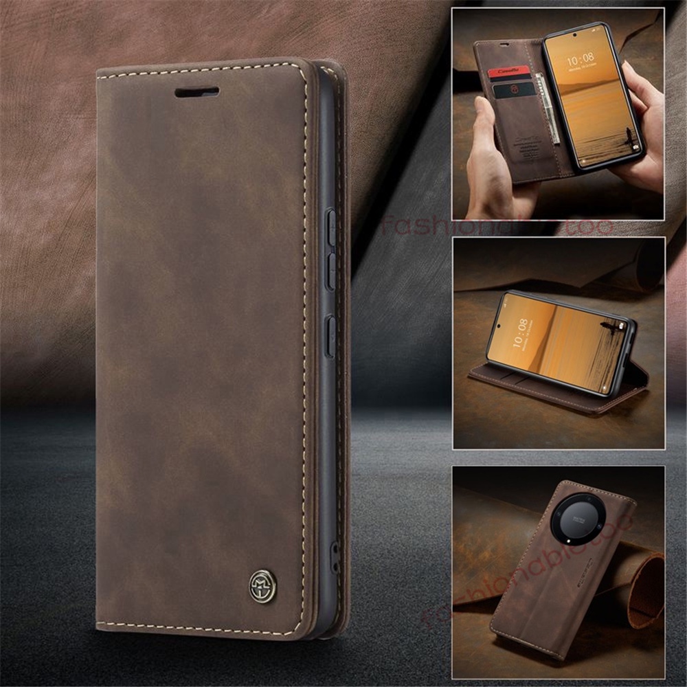 เคสโทรศัพท์มือถือหนัง ผิวด้าน ฝาพับแม่เหล็ก พร้อมช่องใส่บัตร และขาตั้ง สําหรับ Honor X9B X9A X8A X7A X6A X 9B X9 B X 9A X 8A X 7A X 6A HonorX9B HonorX8A HonorX6A