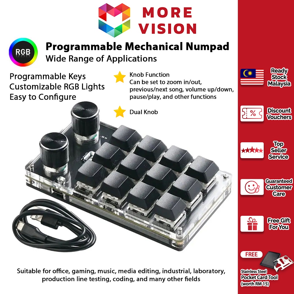 RGB Mechanical Macropad Numpad การปรับแต่งคีย์บอร์ดคีย์ชุดปุ่มกดแบบกําหนดเอง Mini Copy Paste ปุ่มลัด