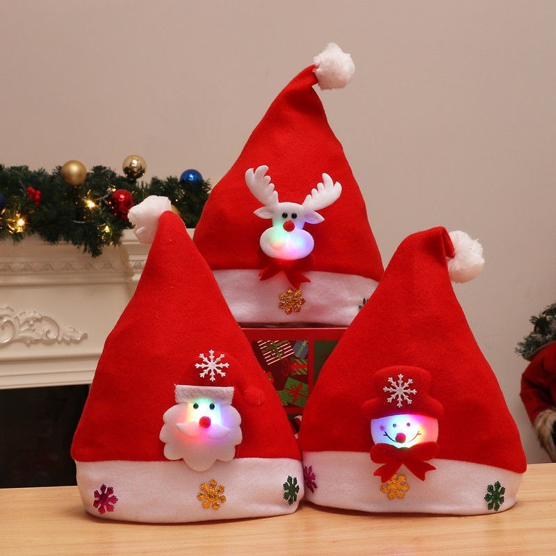 หมวกสุขสันต์วันคริสต์มาส, ไฟ LED ปีใหม่หมวก Navidad, Snowman ElK Santa Claus หมวก, สําหรับเด็กเด็กผู้ใหญ่ Xmas ของขวัญ