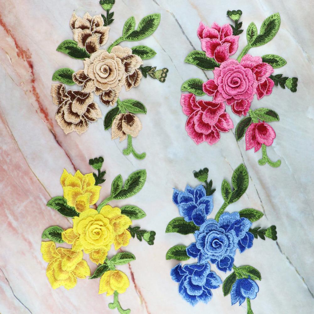 Hotwind แผ่นสติกเกอร์ ปักลายดอกไม้ ดอกโบตั๋น DIY สําหรับติดตกแต่งเสื้อผ้า กระเป๋า ชุดเดรส เสื้อผ้า A8O2 1 ชิ้น