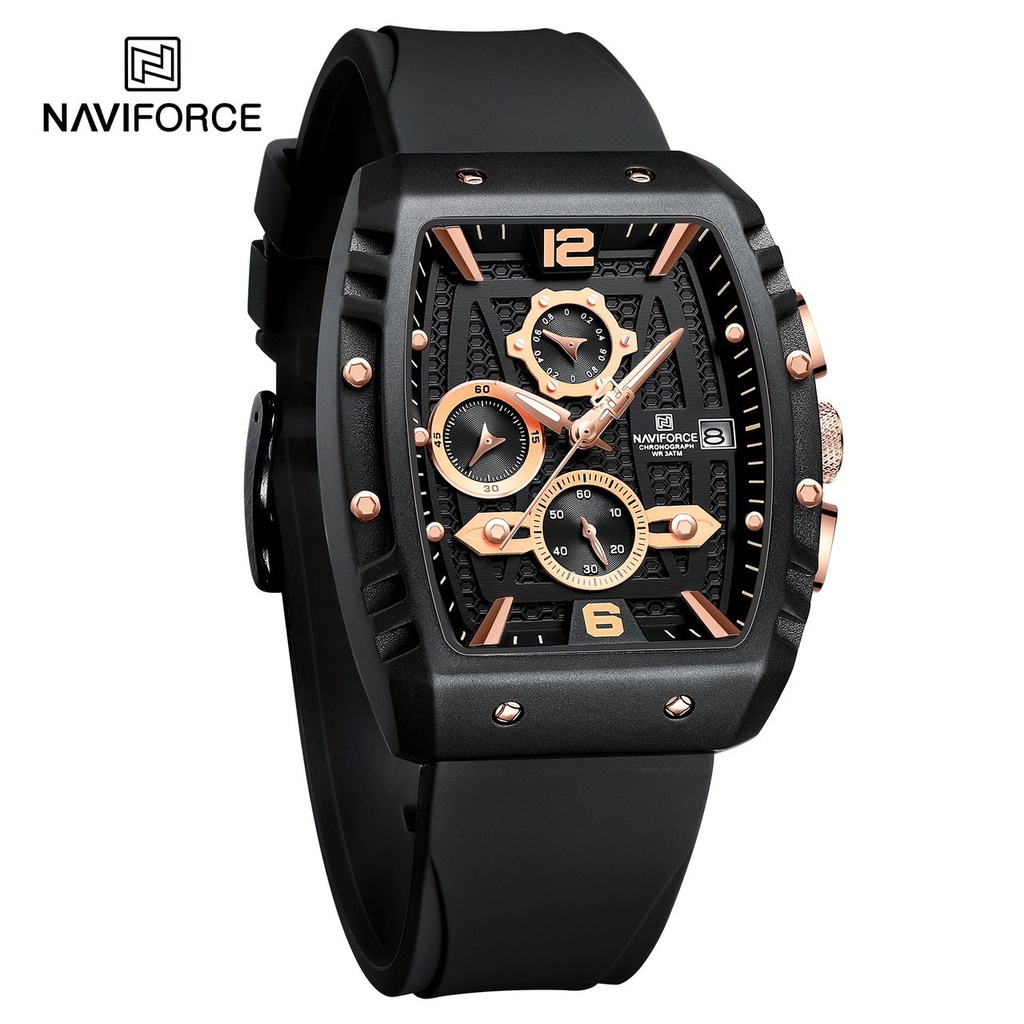NAVIFORCE NAVIFORCE นาฬิกาผู้ชาย รุ่น NF8025  สีดำทอง ของแท้100% ประกันศูนย์ไทย 1 ปี
