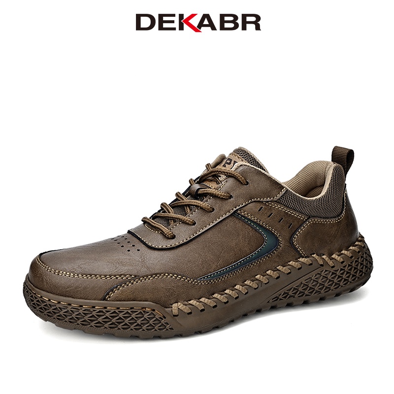 Dekabr รองเท้าลําลอง หนังวัวแท้ แบบนิ่ม ระบายอากาศ ใส่สบาย แฟชั่นสําหรับผู้ชาย ขนาดใหญ่ 46