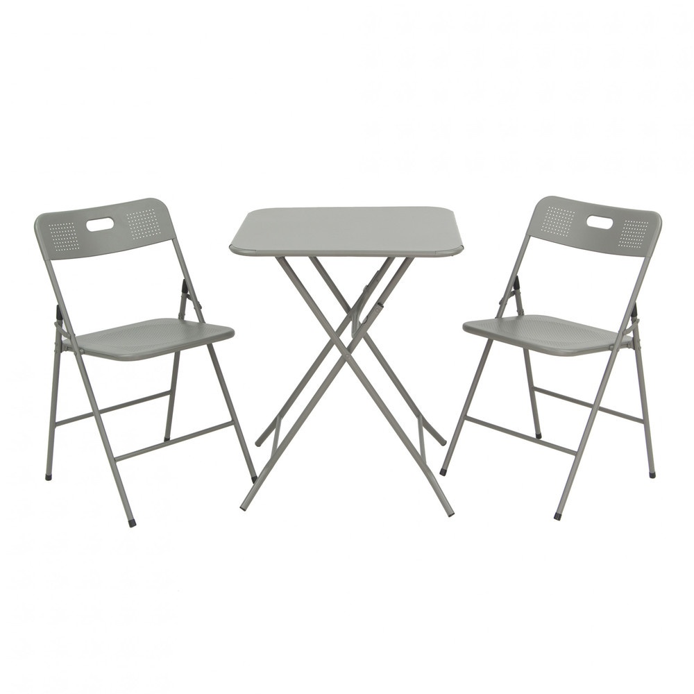 GlobalHouse-SUMMER SET ชุดโต๊ะสนาม 2 ที่นั่ง รุ่น MORTAR-GREY โต๊ะ:60x60x73 ซม. สินค้าของแท้คุณภาพดี