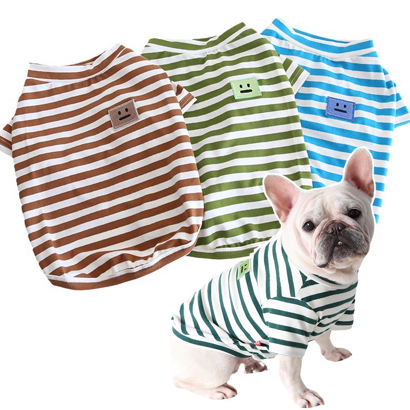 สไตล์สัตว์เลี้ยง Fa * Fa เสื้อผ้าสัตว์เลี้ยง French Fighting Dog Smiley Face Bottoming เสื้อเสื้อกั๊ก All-Match ไขมันเสื้อผ้าสุนัข British Fighting Pug Corgi Garfield TC-FS-SS