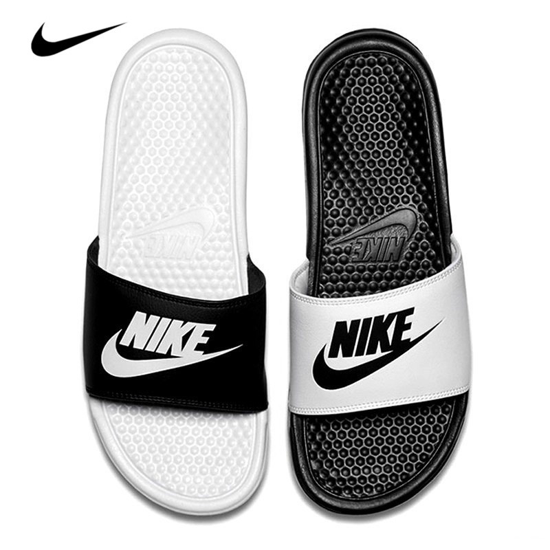 Nike ของแท้ 100% BENASSI JDI Yin Yang รองเท้าแตะลําลอง กันลื่น ลายเป็ดแมนดาริน สีขาว ดํา แฟชั่นฤดูร้