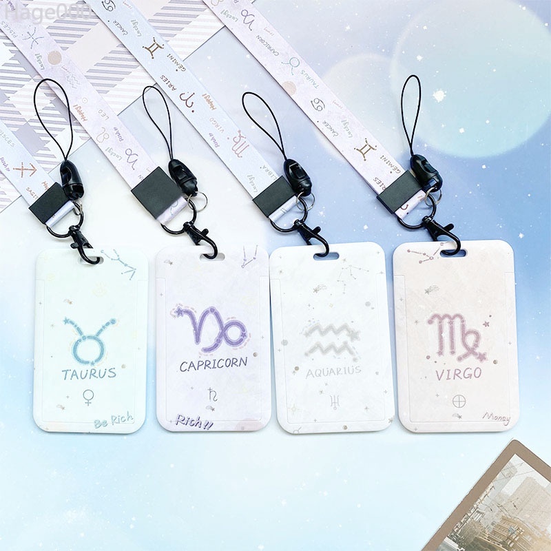 Fashion 12 Constellations Card Holder Neck Lanyard Design ID Badge Credit Bus Card Case Cover