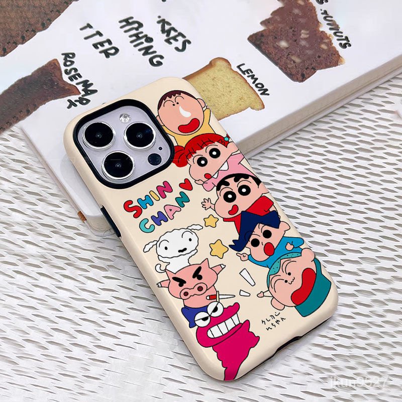 เคสโทรศัพท์มือถือแบบแข็ง สองชั้น ลายการ์ตูนชินจัง สําหรับ Iphone 2-1 15Promax 14 13Promax 12 11Promax XSMAX