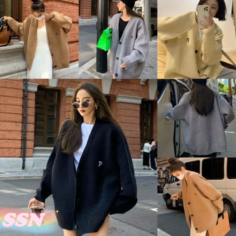 (จัดส่งจากประเทศไทย) ใหม่ฤดูใบไม้ร่วงหลวมเสื้อสเวตเตอร์ถักถักกระชับสัดส่วน เสื้อคอวีความยาวปานกลางของผู้หญิง