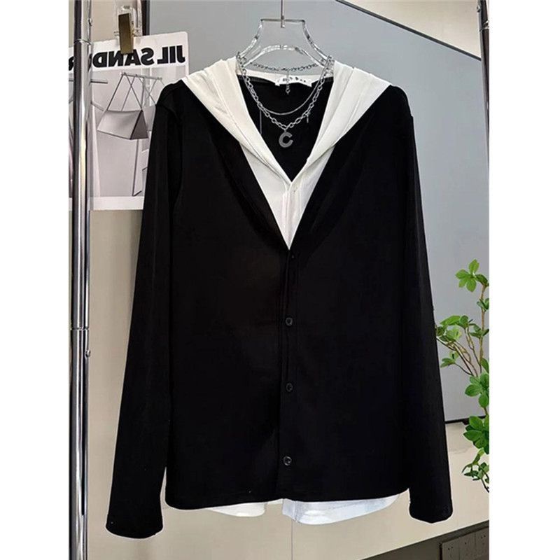 【Oversize Top】(50-150 กก.) เสื้อยืด คอวี มีฮู้ด ทรงหลวม สไตล์เกาหลี พลัสไซซ์