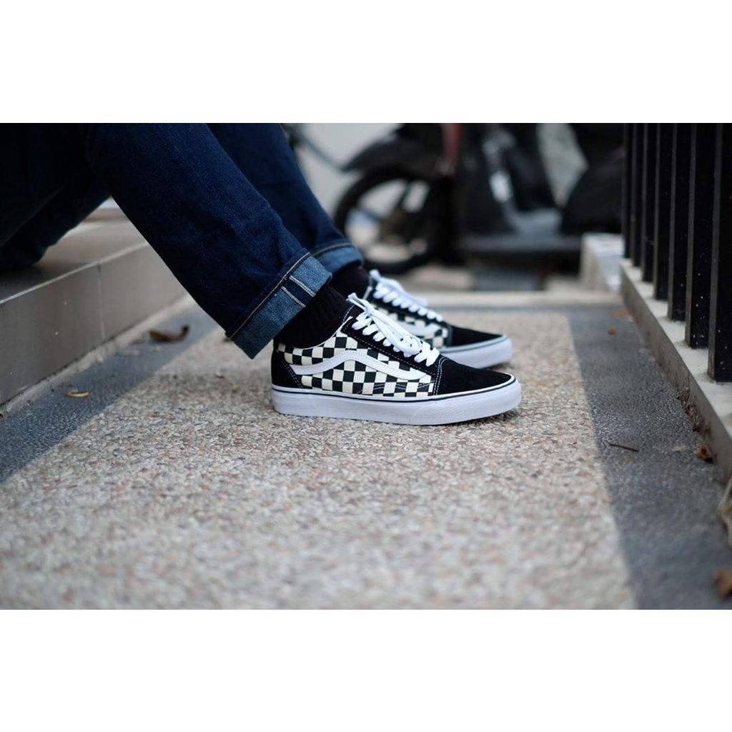 Vans Old Skool Classic Black White &amp; Yellow Willy &amp; Catur Shoes - VANS Off White 100% Quality Worm