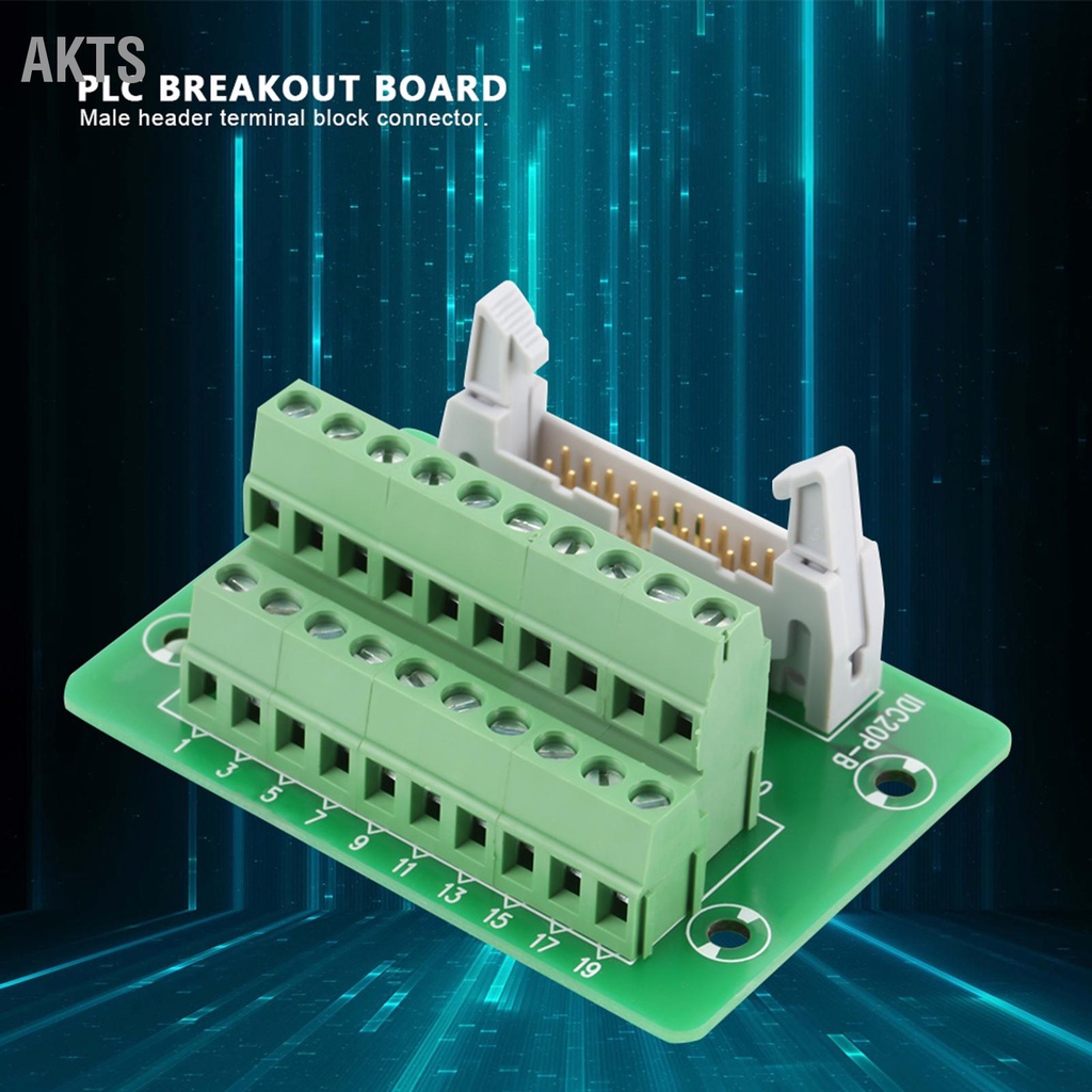 AKTS IDC20P 20Pin หัวต่อชาย Breakout Board Terminal Block Connector อินเทอร์เฟซ PLC พร้อมวงเล็บ
