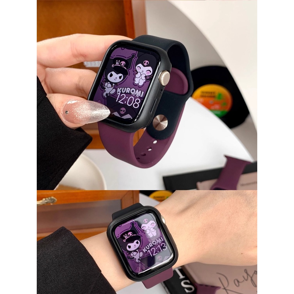 INS สายนาฬิกาซิลิโคนกีฬาลายการ์ตูนสีสำหรับ Apple s789se2นาฬิกา appliwatch6543