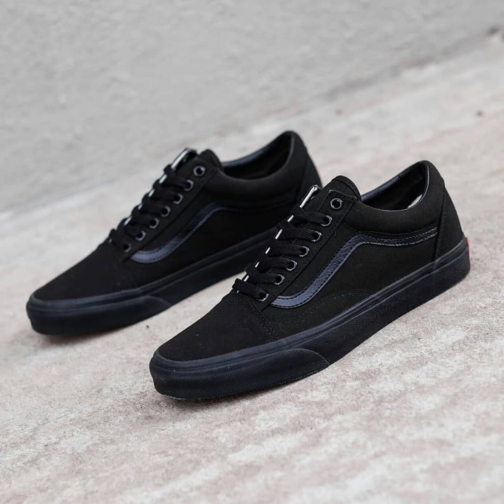HITAM Vans Old Skool full black Shoes/นักเรียน/ลำลอง/สเก็ต/vans โปโลสีดำ รองเท้า true