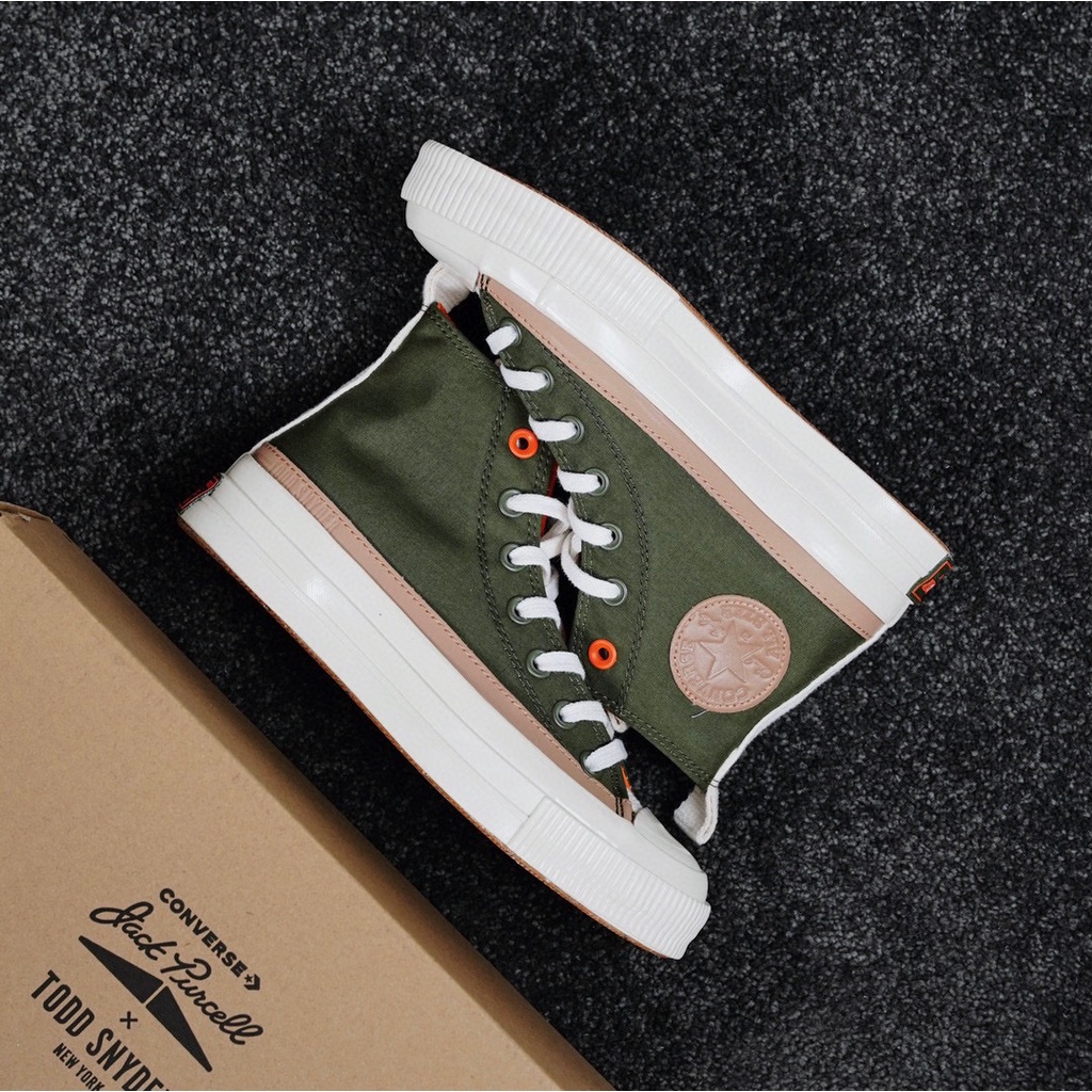 สเก็ต Converse x Todd Snyder ผ้าใบลำลอง High Cut ArmyGreen สำหรับผู้หญิงผู้ชาย  รองเท้า new