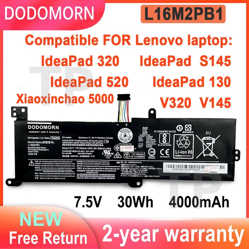 TP DODOMORN L16M2PB1 Laptop Battery For Lenovo Ideapad 320 s145 520 130 V320 V1 L17L2PF1 L17M2PB7 L1