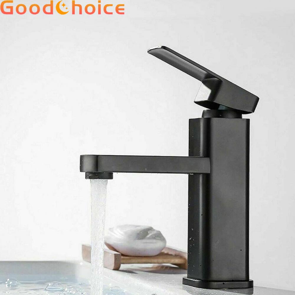 Faucet Basin Bathroom Black Hot And Cold Mixer Water Tap Stainless Steel