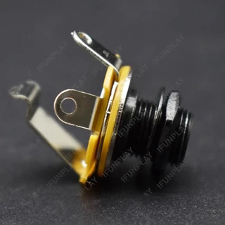 2ชิ้นโลหะ1/4 "โมโนอินพุตแจ็คเสียบซ็อกเก็ตกีตาร์ไฟฟ้าเบสกีต้าร์รถกระบะเอาท์พุทแจ็คเสียบซ็อกเก็ต6.35มิลลิเมตรทองสีดําโครเมี่ยม