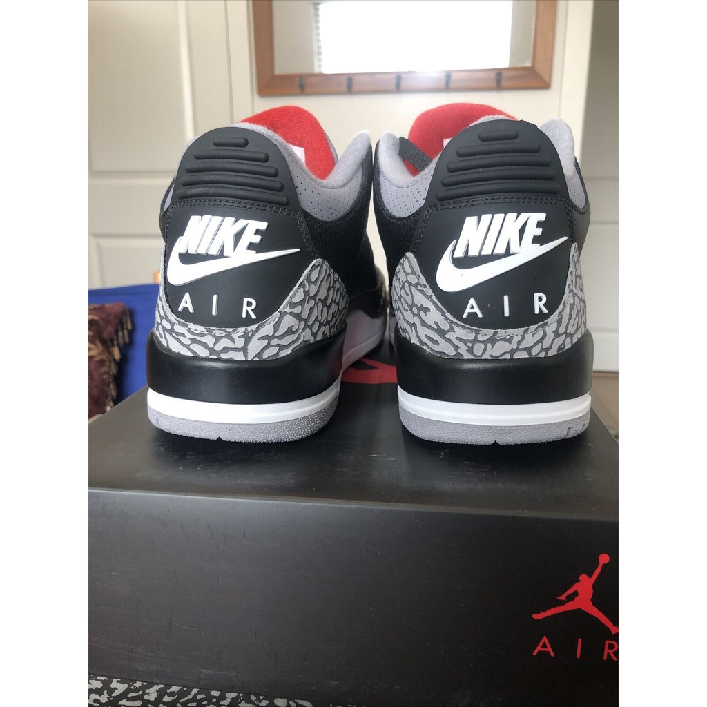 Air Jordan 3 Retro og black cement Nike logo AJ3 รองเท้าบาสเก็ตบอล 854262-001 แฟชั่น