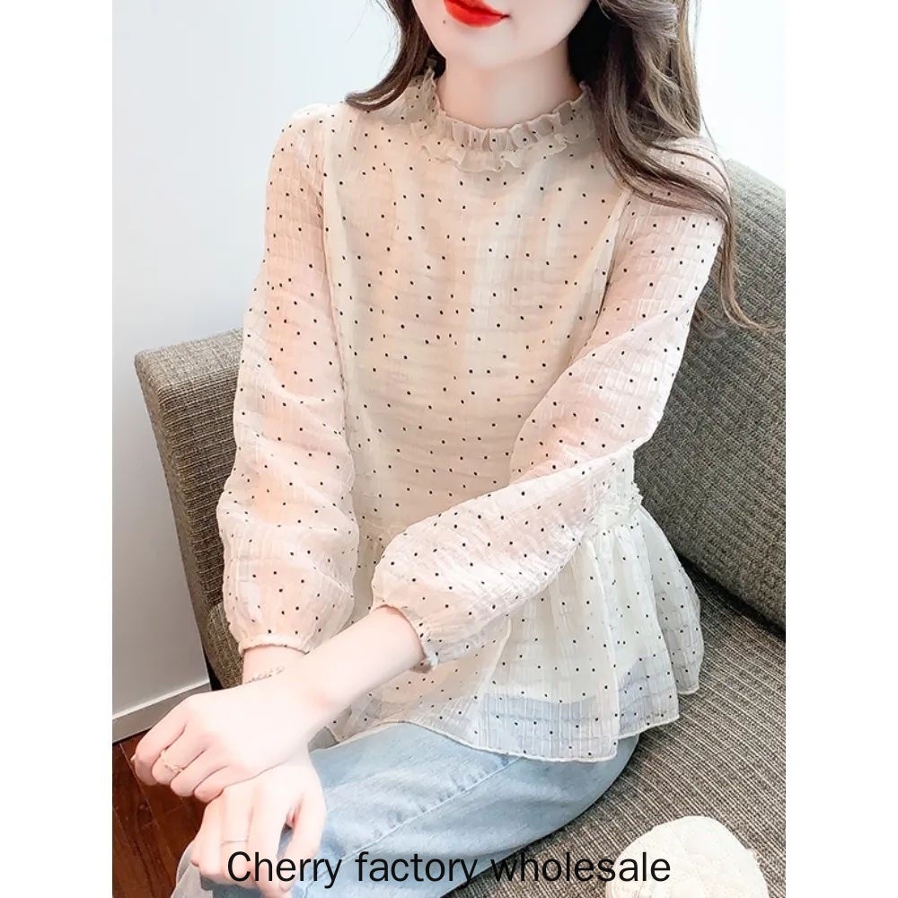เสื้อเชิ้ตแขนยาว ผ้าชีฟอง สวยงาม แฟชั่นสไตล์เกาหลี สําหรับผู้หญิง