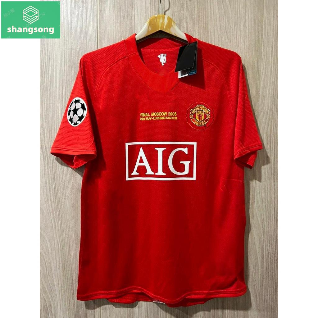 【Free Custom 】 - เสื้อฟุตบอล ย้อนยุค แมนยู Home เหย้า 2007/2008 พร้อมชื่อ Cristiano Ronaldo เบอร์ 7