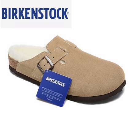 Birkenstock Boston รองเท้าแตะ ผ้ากํามะหยี่ขนนิ่ม สไตล์คลาสสิก ไซซ์ 35-44