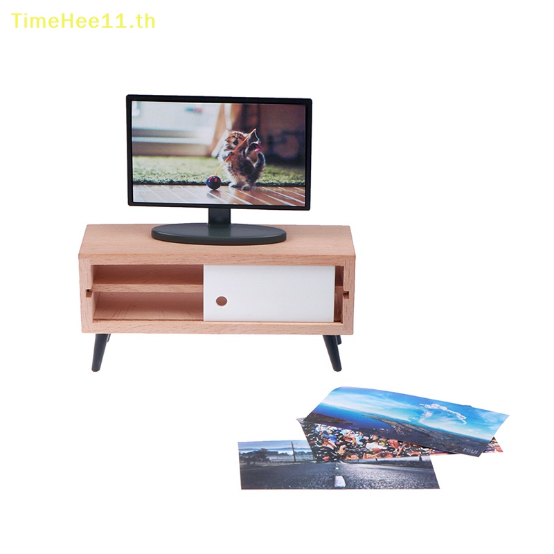 Timehee ตู้ทีวีจิ๋ว 1:12 สําหรับตกแต่งบ้านตุ๊กตา ห้องนั่งเล่น TV TH