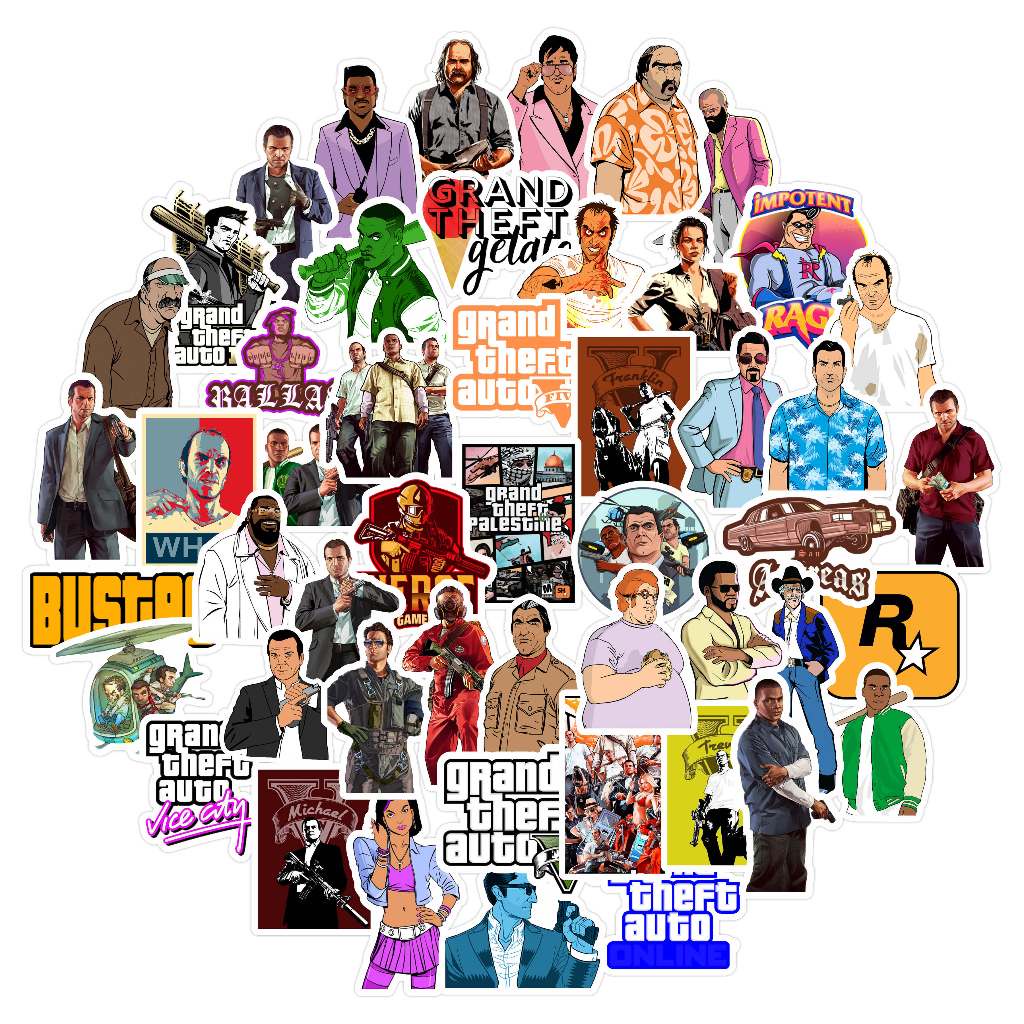 💥พร้อมส่ง💥GTA Grand Theft Auto Sticker สติกเกอร์กันน้ำรูปแบบที่แตกต่างกัน 50 ชิ้น GTA5 NINTENDO