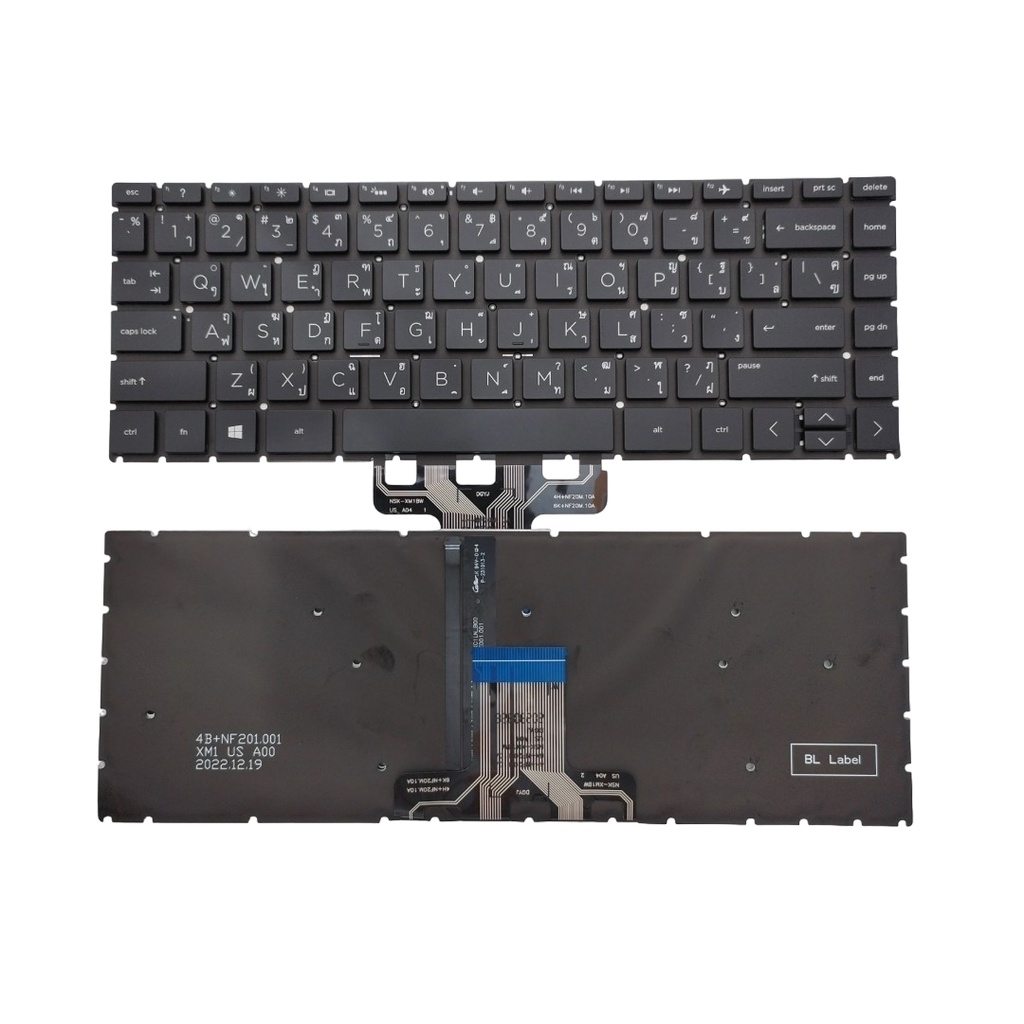 แป้นพิมพ์ คีย์บอร์ดโน๊ตบุ๊ค HP Pavilion X360 14-CE, 14-CK, 14-CD, 14-CM, 14-CS, 240 G7, 246 G7 Keyboard สีดำ มีไฟ