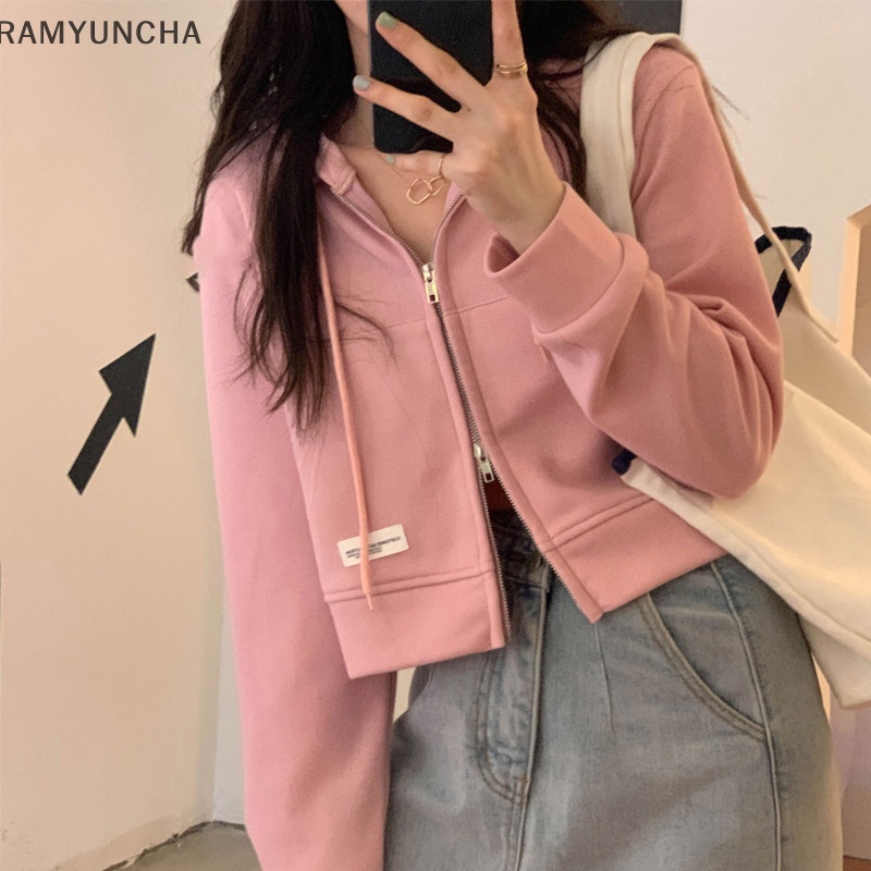 Ram เสื้อโค้ทผู้หญิง ซิปรูดด้านหน้า มีกระเป๋า สีพื้น สไตล์ลำลอง OTC