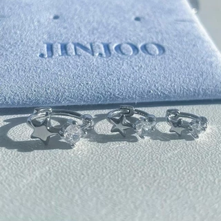 Jinjoo ต่างหูห่วงดาวประดับ ปุ๊กปิ๊ก มี 3 ขนาด 6,8,10 mm. luxury สง่างาม รหัส H82