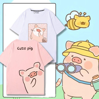 🚀พร้อมส่งจากกทม🚀 เสื้อยืดแขนสั้นพิมพ์ลายการ์ตูนคู่รักผ้าคอตต…