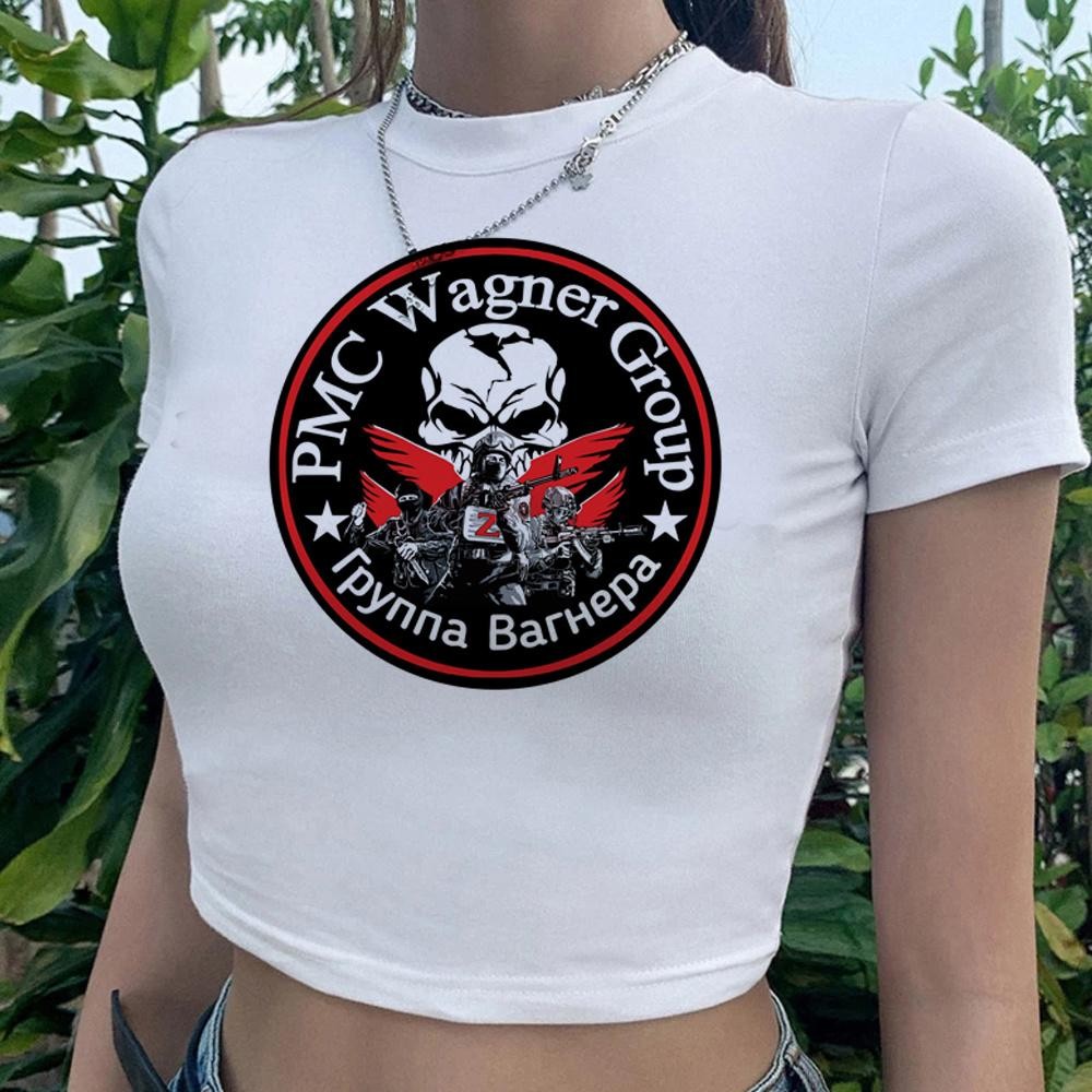 Wagner Group 90s เสื้อครอปวินเทจ Woman gothic fairycore Harajuku tshirt